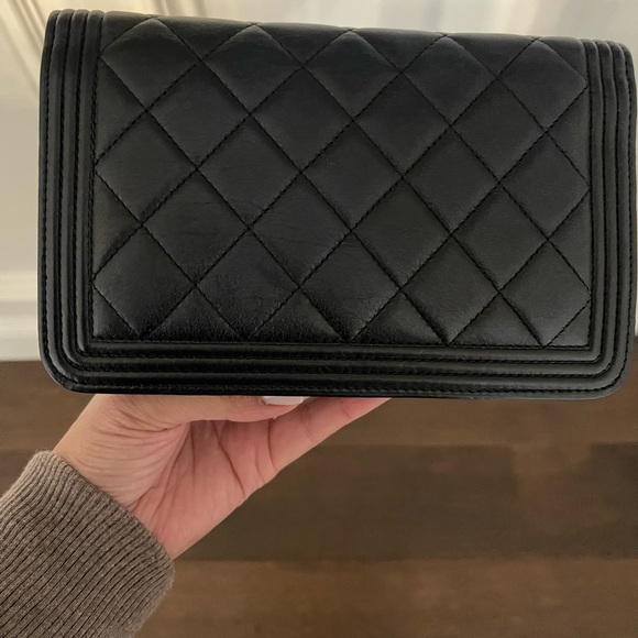 Chanel Boy Wallet on Chain- Black grained calfskin with ruthenium hardware - Picture 5 of 10